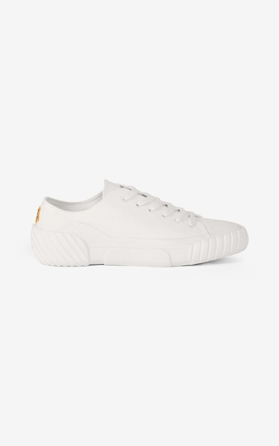 Kenzo Women Canvas Tiger Crest Trainers White
